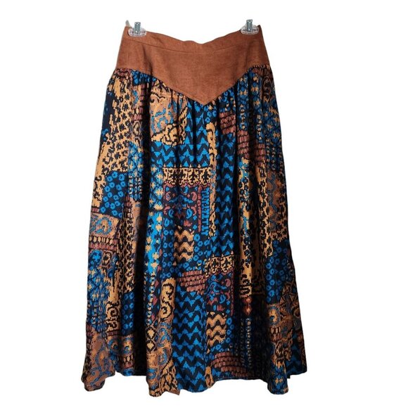 Vintage Southwestern Western Maxi skirt Women's 10 Modest Cottage Button Front - Picture 4 of 12